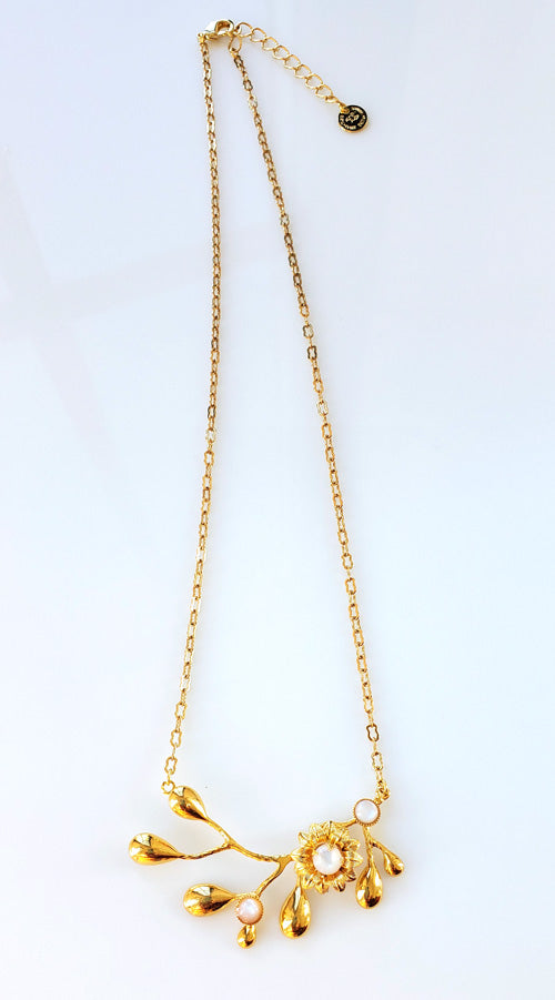 collier sunflower doré à l'or fin